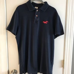 Hollister Men's Polo Shirt Large Navy